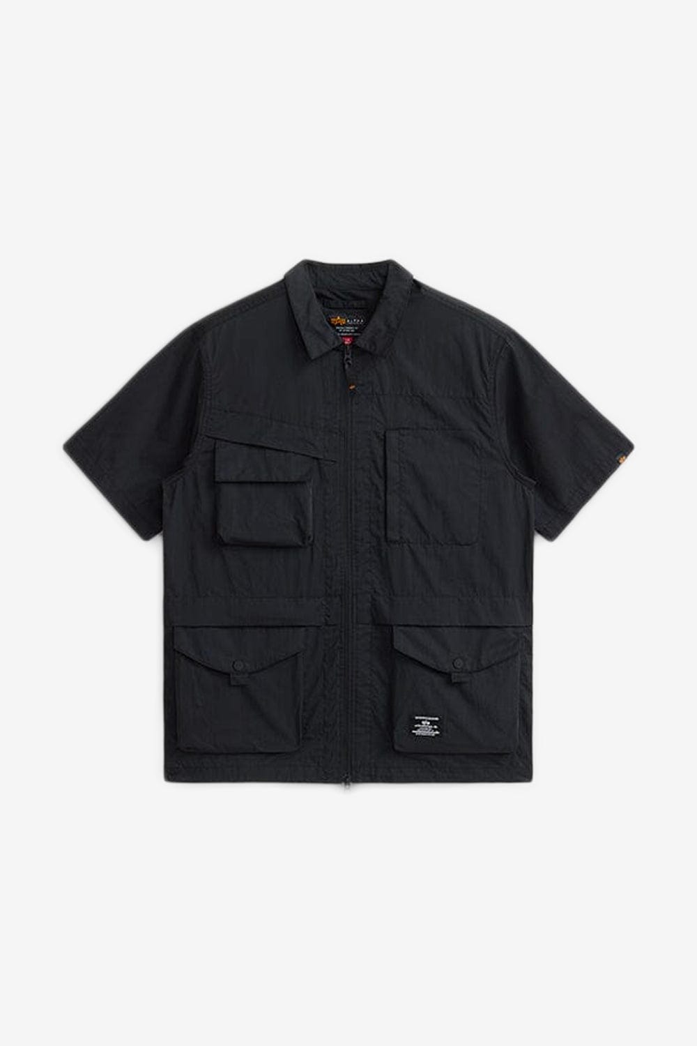 Alpha Industries Short Sleeve Multi Pocket Zippered Shirt Jacket (Black)