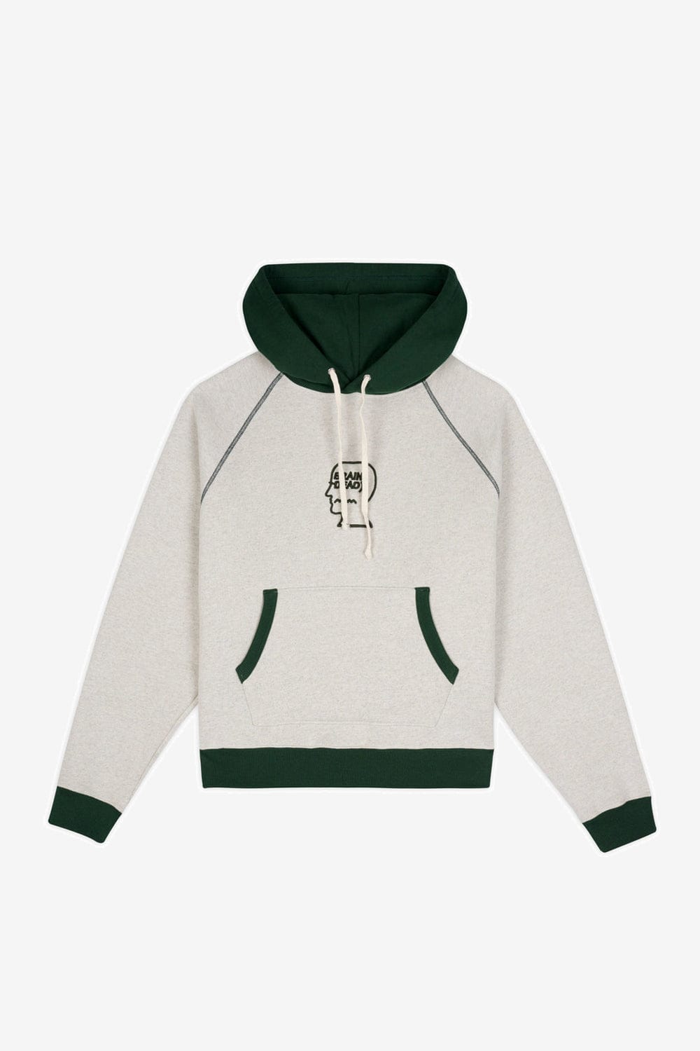 Brain Dead Fleece Logo Head Raglan Hoodie (Oatmeal Green)