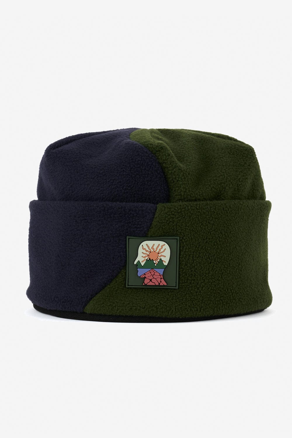 Brain Dead Organic Panel Polar Fleece Beanie (Navy/Olive)