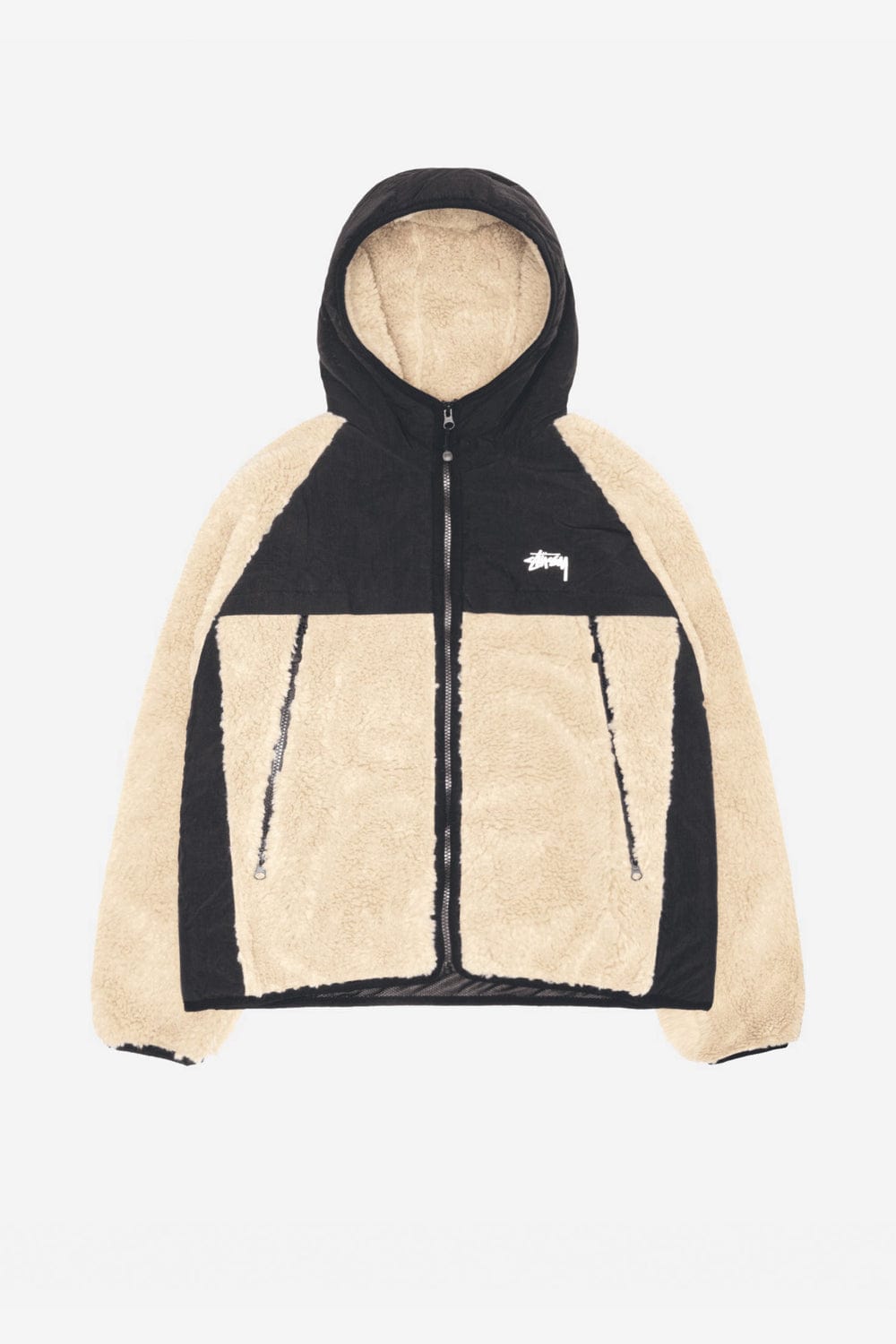 Stussy Sherpa Paneled Hooded Jacket (Beige)