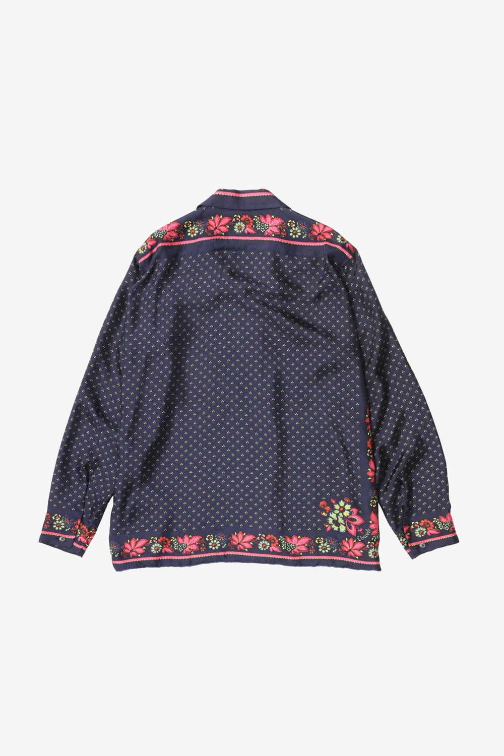 vowels LS Silk Scarf Shirt (Dark Navy)