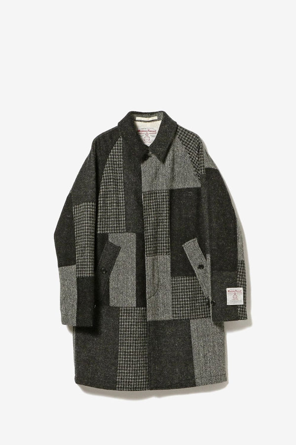 Beams Plus Bal Collar Coat Harris Tweed Patchwork (Grey P/W 15 ...