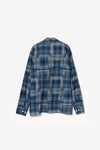 Beams Plus MIL Open Collar Indigo Plaid Discharge Print (Indigo 78)