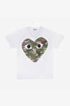 COMME des GARCONS PLAY T242 Camo Big Heart Tee (White)