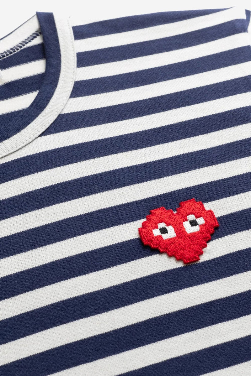 COMME des GARCONS PLAY T324 Invader Striped Longsleeve Tee (Navy/White)
