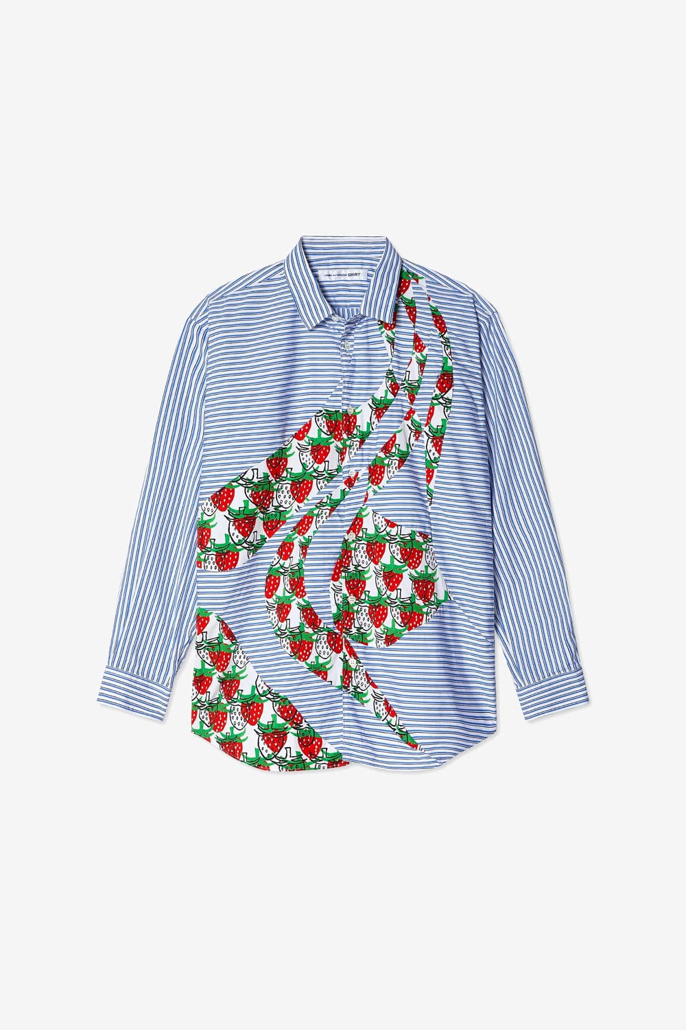COMME des GARCONS SHIRT B005 Brett Westfall Stripe Large Strawberry Patchwork Shirt (Stripes/Print)
