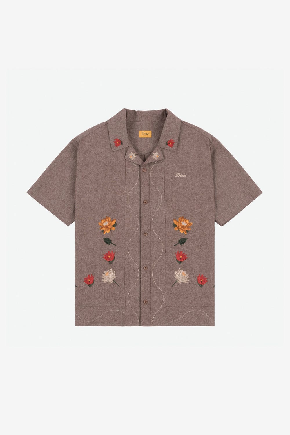 Dime Lotus SS Button Up (Heather Brown)