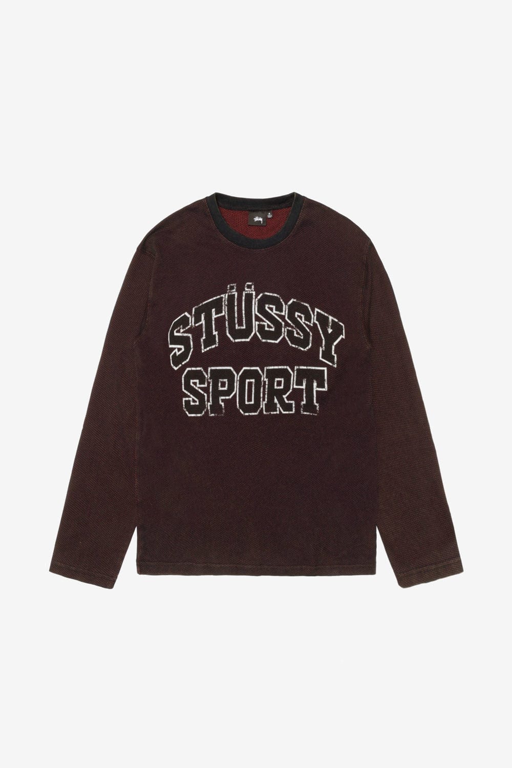 Stussy 2 Tone Cotton Mesh LS Crew (Black) - Commonwealth