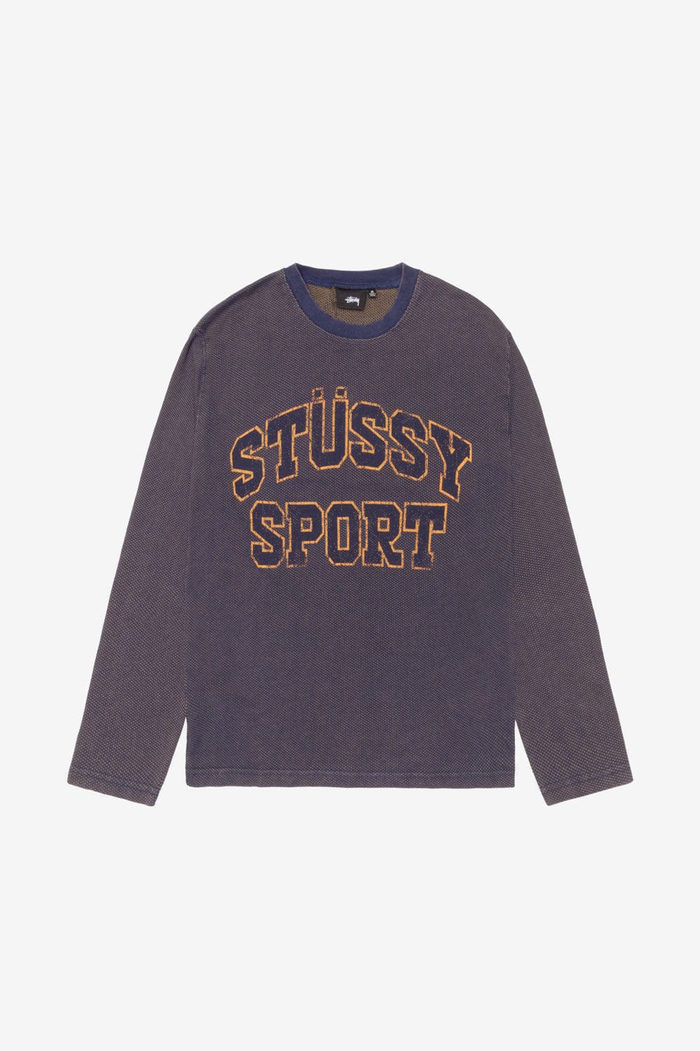 トップス STUSSY 2 TONE COTTON MESH CREW Stussy 2 Tone Cotton Mesh LS Crew (Navy) - Commonwealth