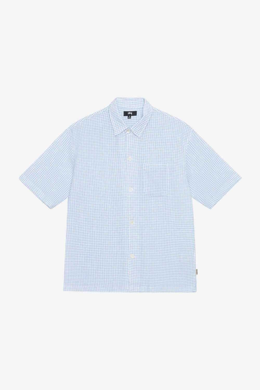 Stussy Flat Bottom Crinkled Shirt (Blue Check) - Commonwealth