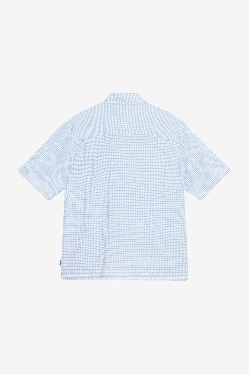 Stussy Flat Bottom Crinkled Shirt (Blue Check)