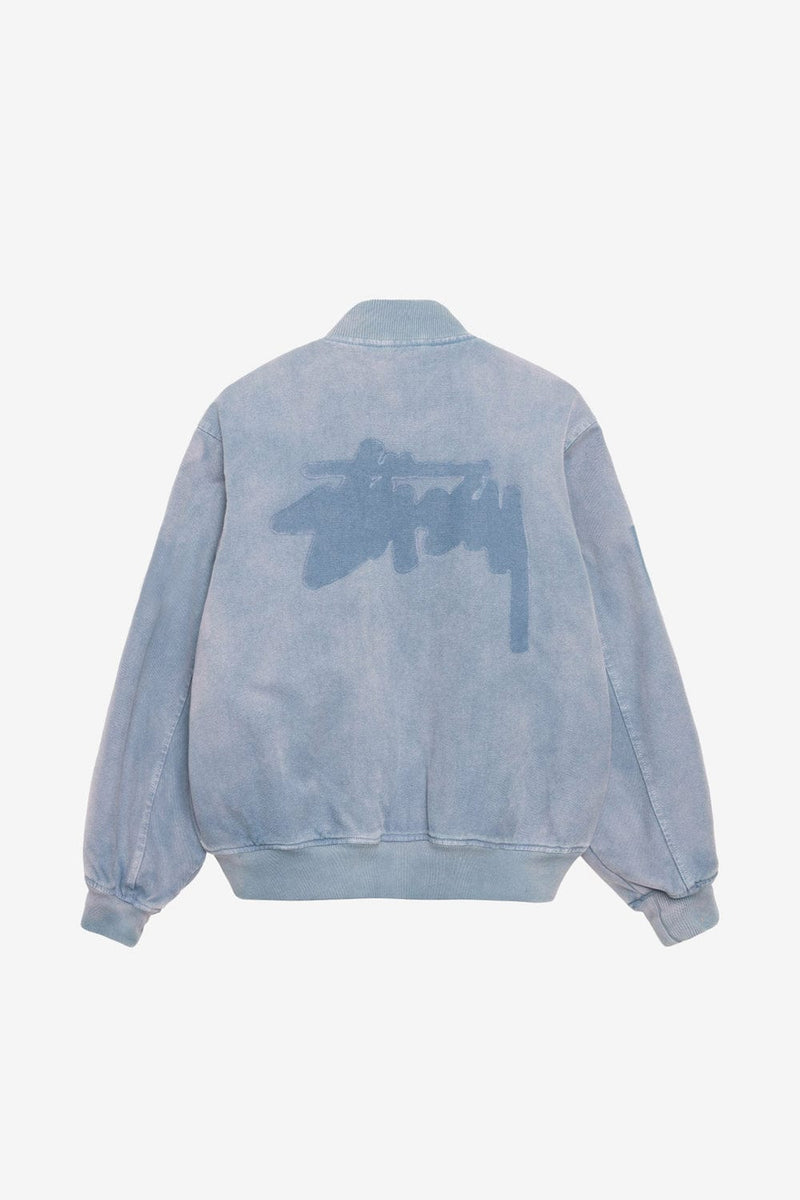 Stussy Ghost Logo Canvas Varsity Jacket (Blue)