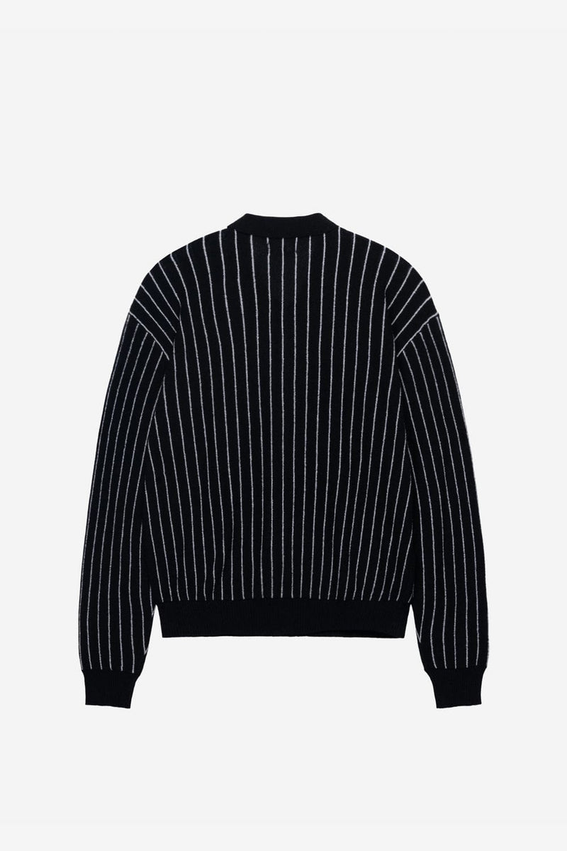 Stussy Light Weight LS Zip Polo (Black Stripe)