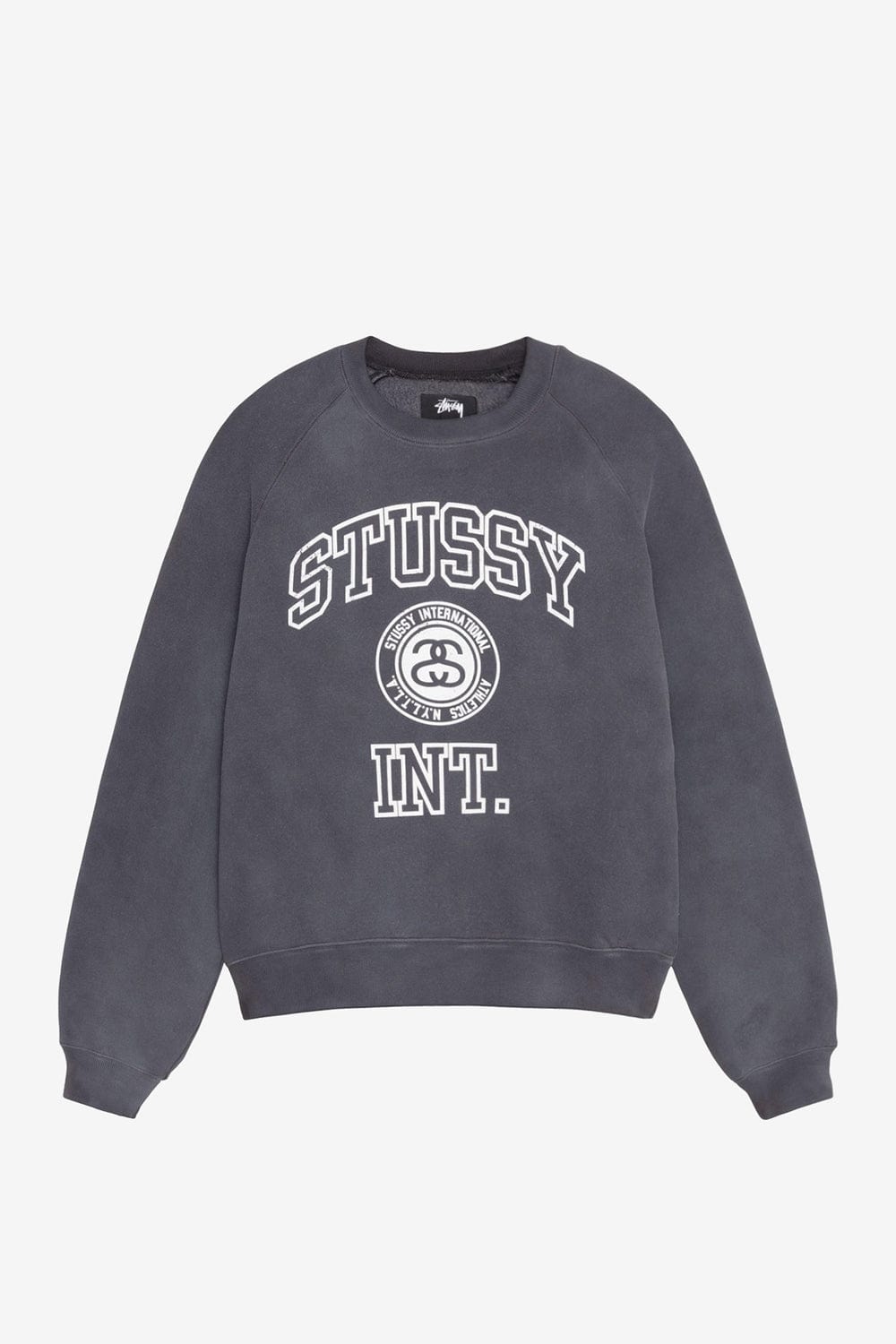 Stussy Overlock Varsity Raglan Crew (Washed Black