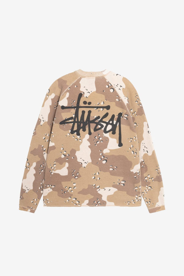 stussy BASIC STÜSSY THERMAL SAND CAMO Stüssy - Raglan Thermal Basic Sweatshirt in Sand Camo