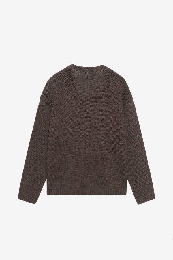 old Stussy ブラウン Vネック トレーナー Lサイズ stussy-roll-v-neck-logo-