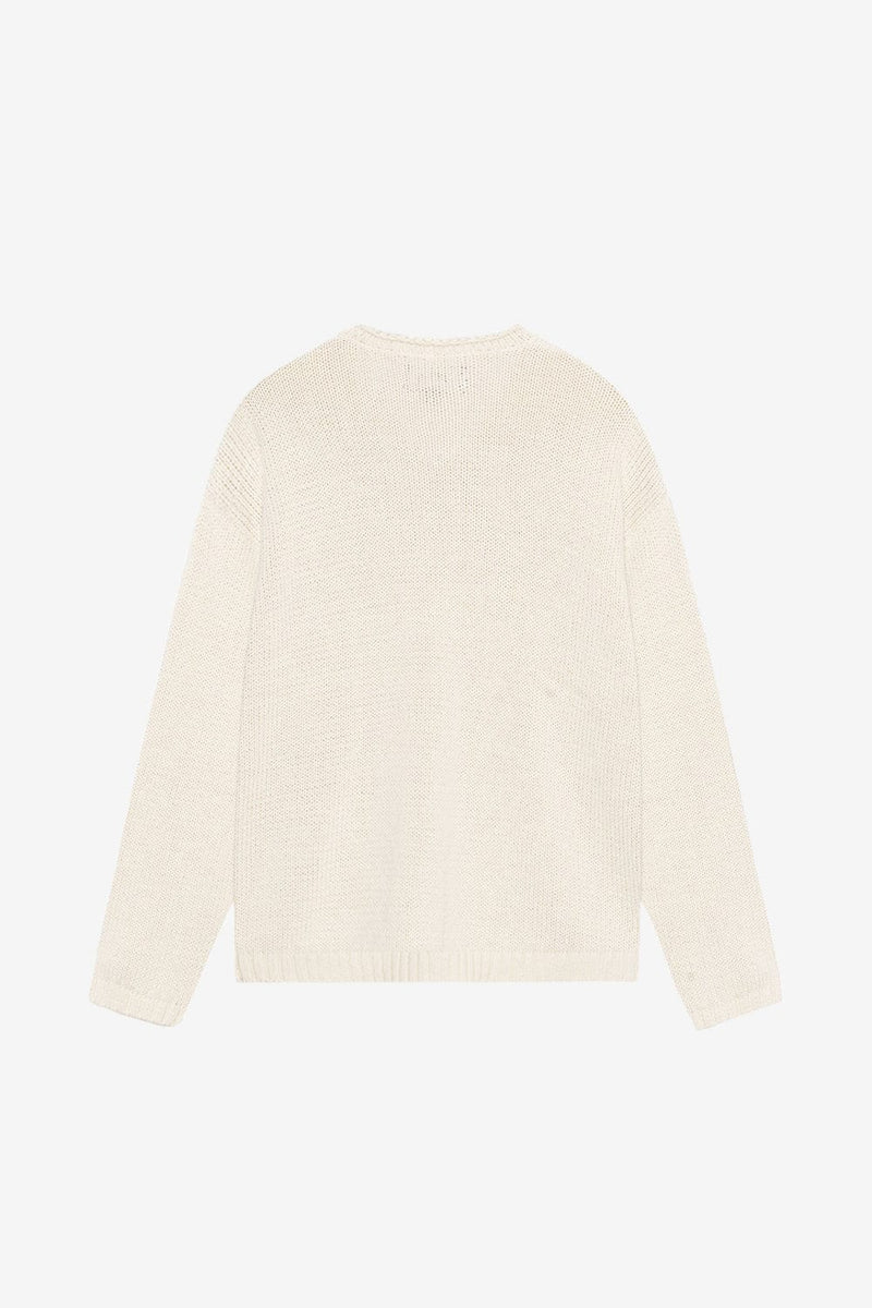 Stussy Roll V-Neck Logo Sweater (Natural)