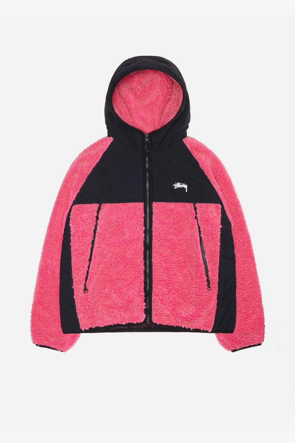 Stussy Sherpa Paneled Hooded Jacket (Pink)