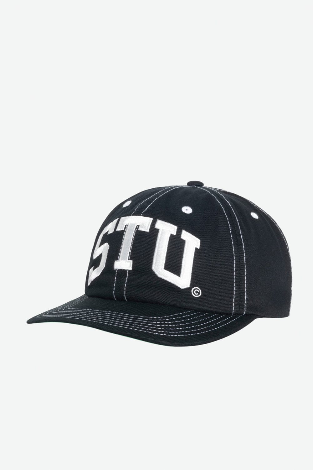 Stussy STU Arch Strapback Cap (True Black) - Commonwealth