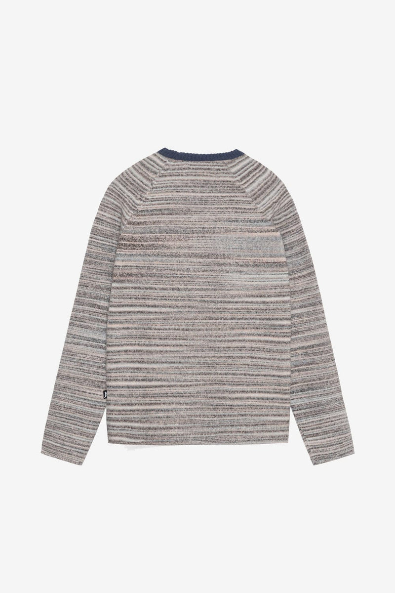 Stussy Textured Contrast Collar Crew (Grey Multi)