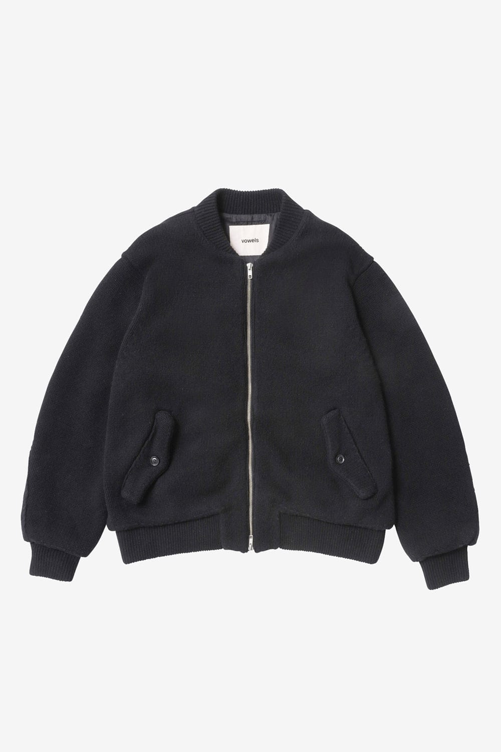 vowels Knitted Bomber Jacket (Black)