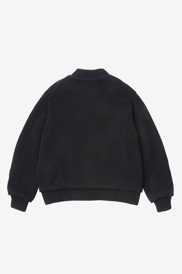 vowels Knitted Bomber Jacket (Black) - Commonwealth